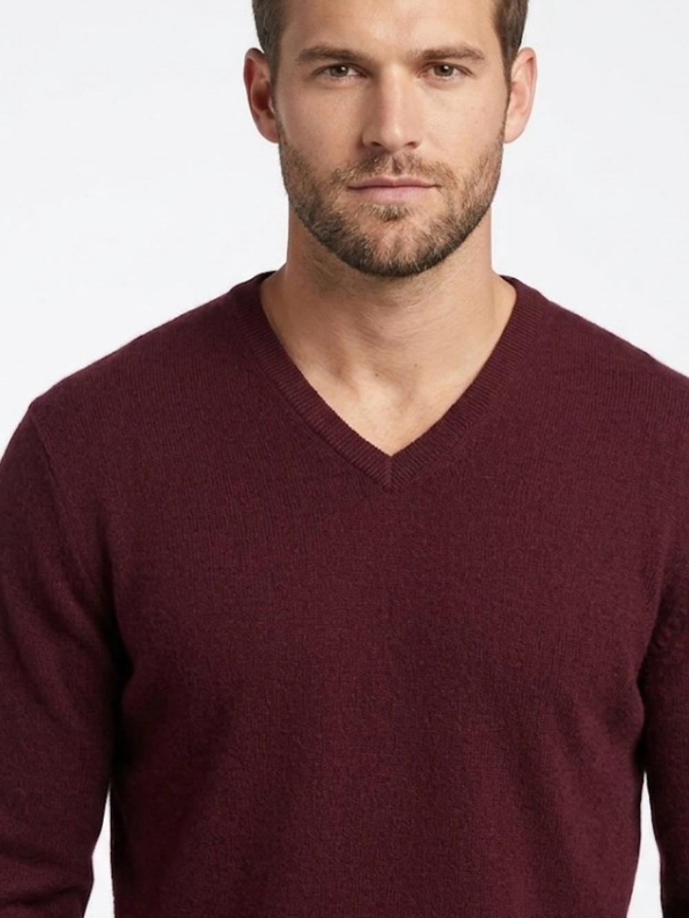 Jos A Bank Burgundy V-Neck 100% Cashmere Luxury Sweater Travelers collection XL
